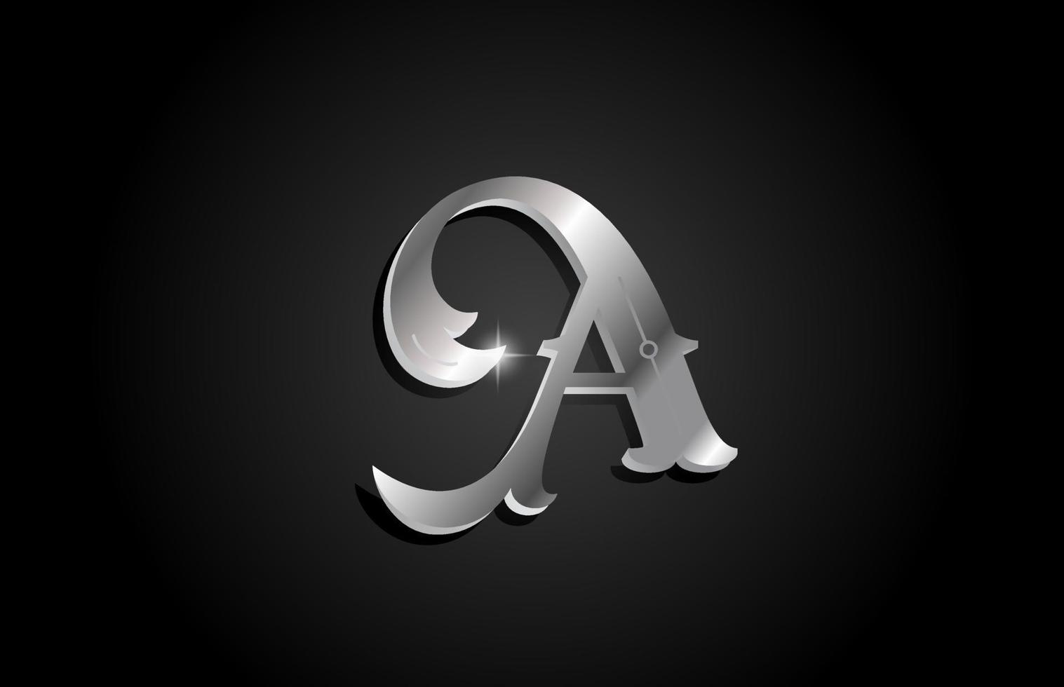 metal plateado un diseño de logotipo de icono de letra del alfabeto. plantilla creativa para negocio o empresa con color gris vector