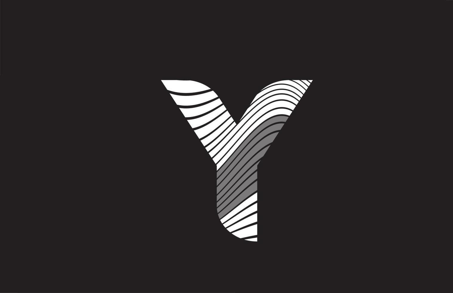 líneas en blanco y negro y diseño del logotipo del icono de la letra del alfabeto. plantilla creativa para negocios vector