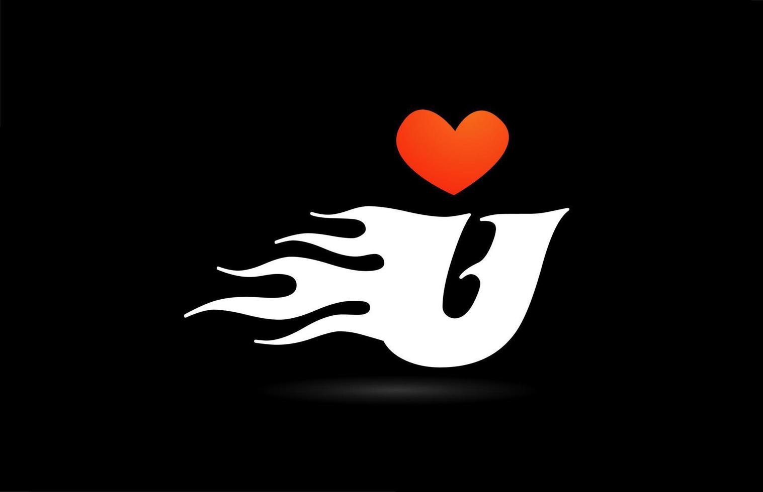 diseño del logotipo del icono de la letra u del alfabeto. plantilla creativa para negocios con amor corazón llamas vector