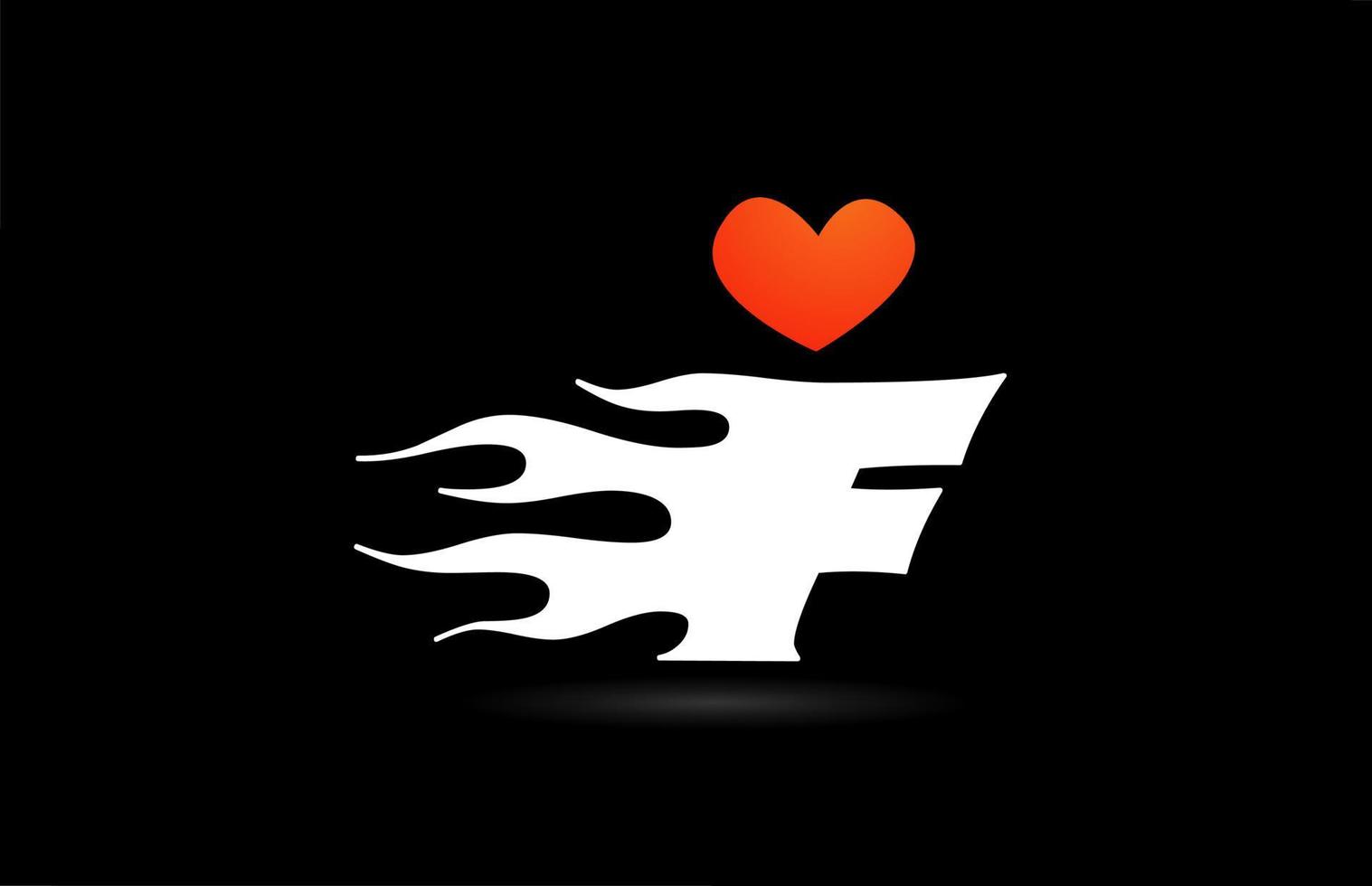 diseño del logotipo del icono de la letra f del alfabeto. plantilla creativa para negocios con amor corazón llamas vector