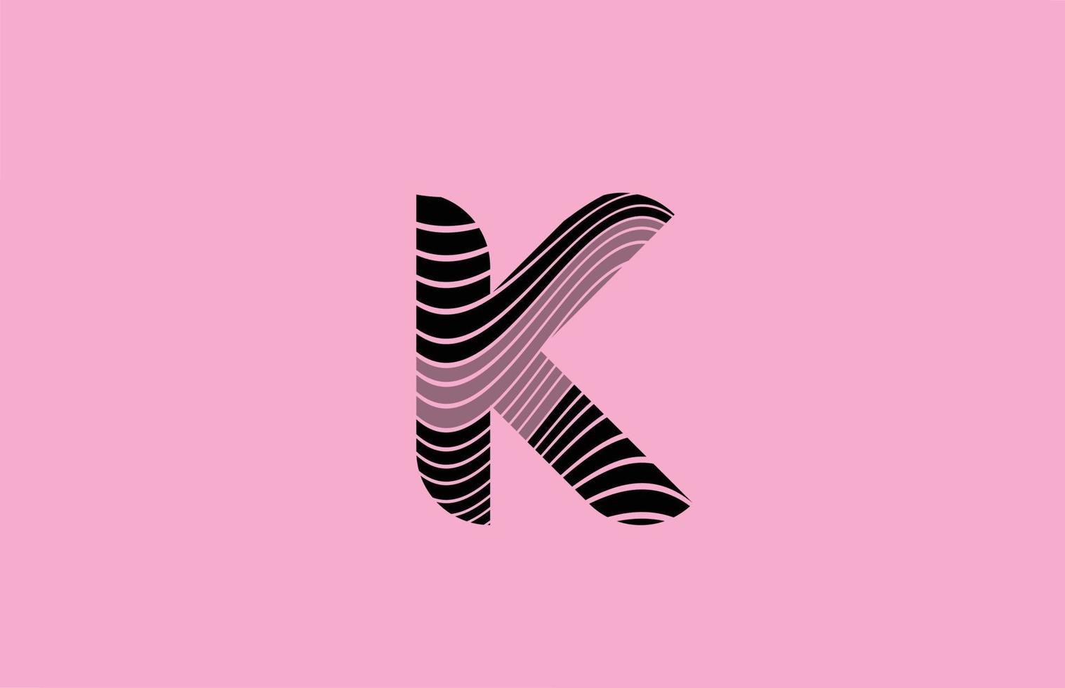 black letter K logo design icon with pink background. Creative template for company with lines vector
