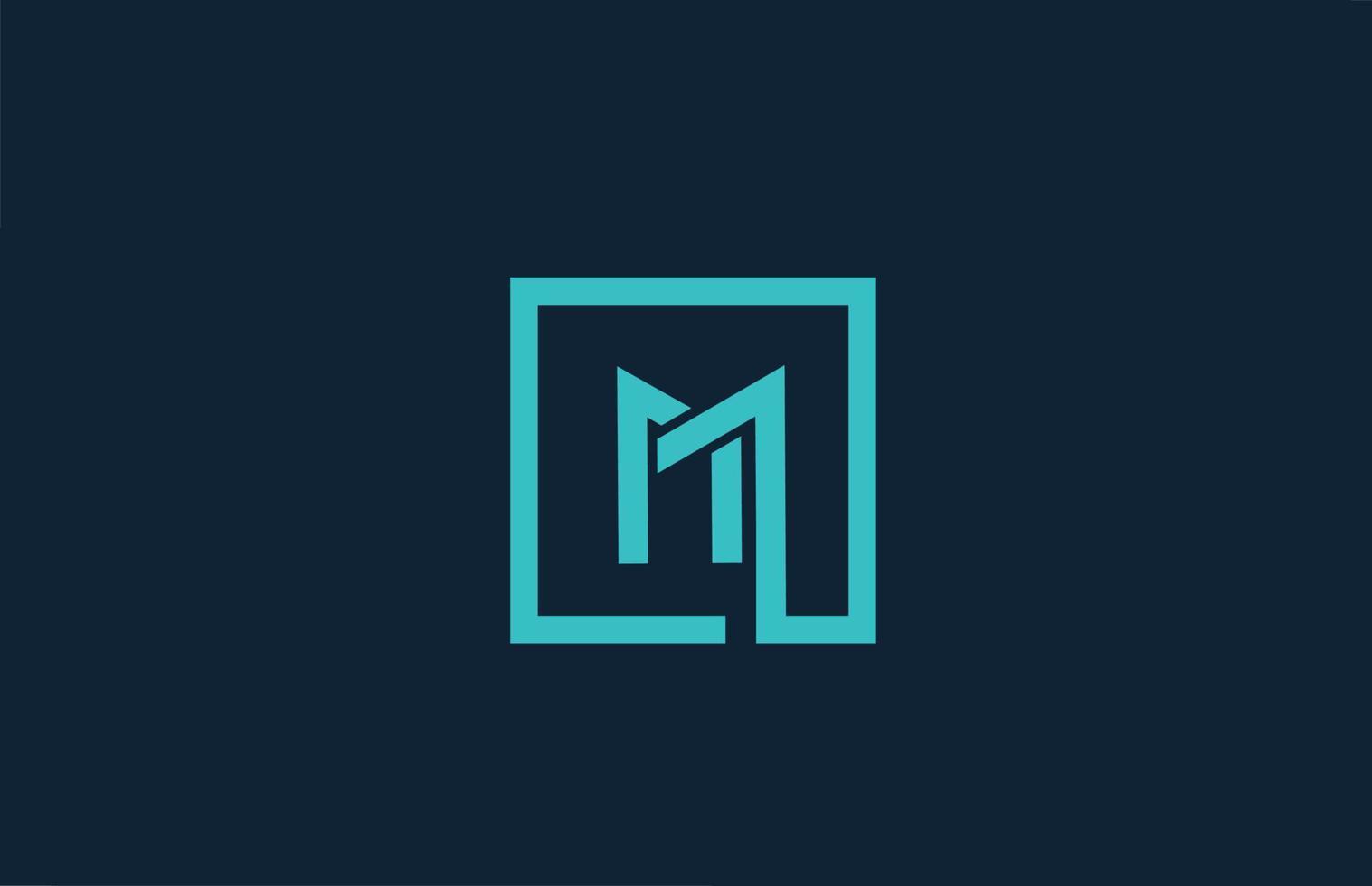 blue line M alphabet letter logo icon design. Creative template for company and business vector