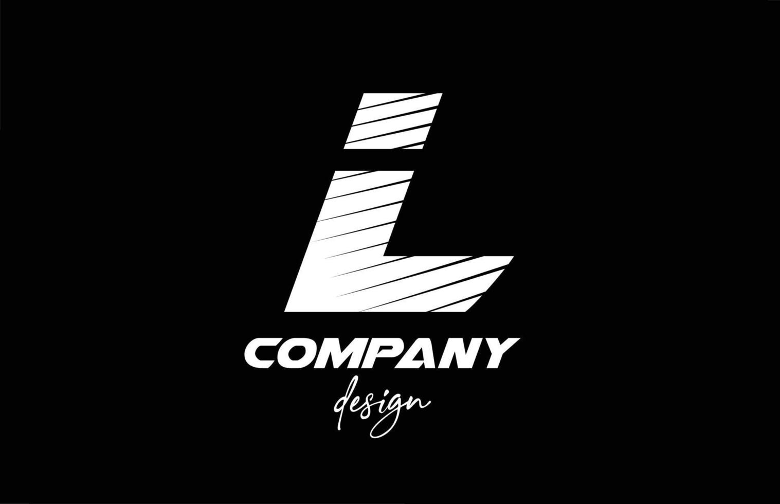 L alphabet letter icon logo design with black and white color. Creative template for company and business with sliced bold style vector