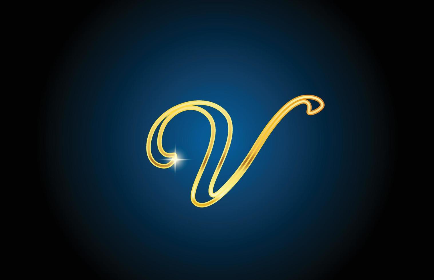 golden line V alphabet letter logo icon design. Creative luxury template for business and company vector