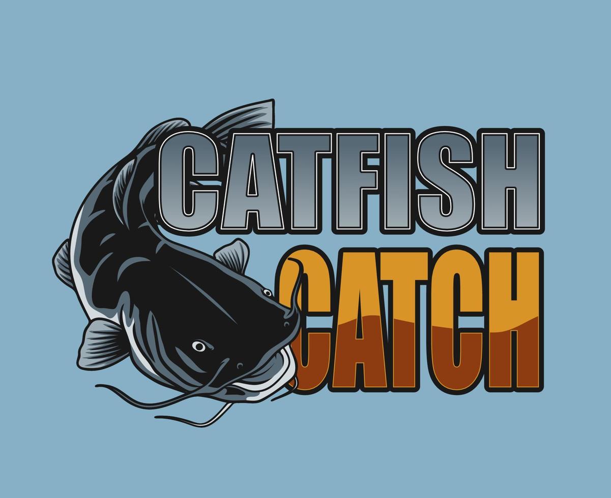 catfish caych design for stiker and more vector