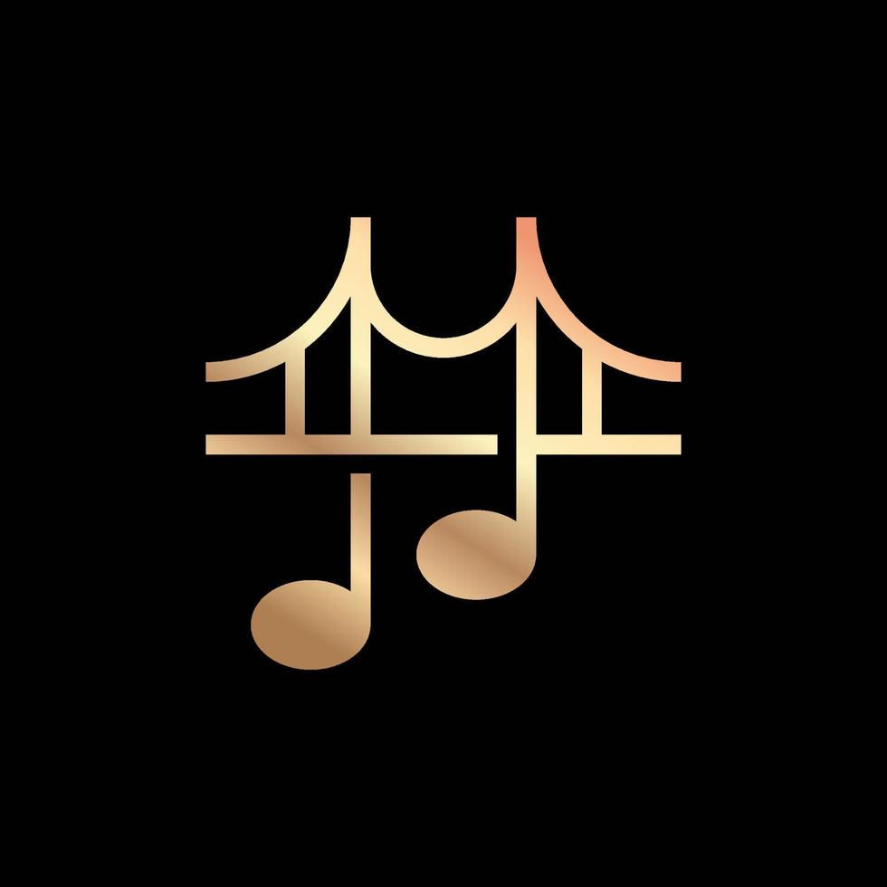 Music notes bridge logo design template. Vector element
