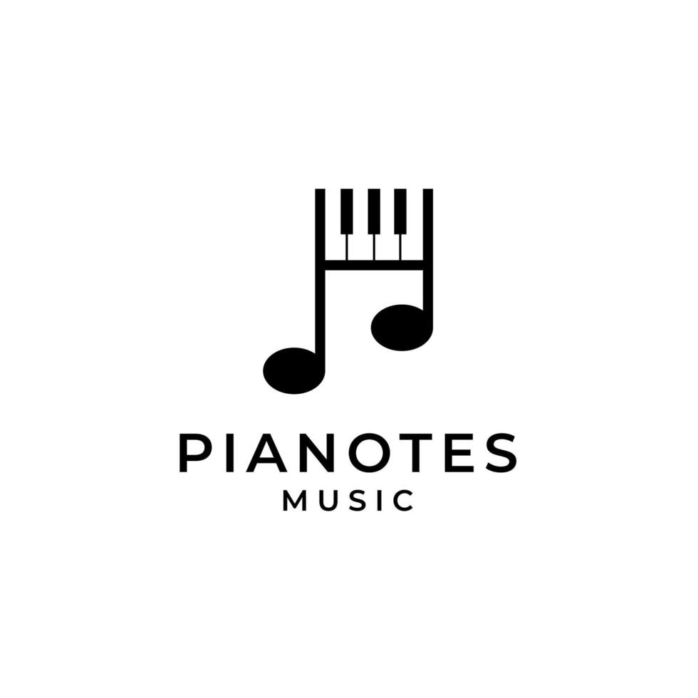 diseño de logotipo de notas musicales y piano vector