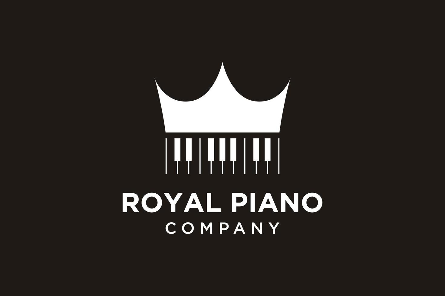 Simple Piano with Crown Logo design vector