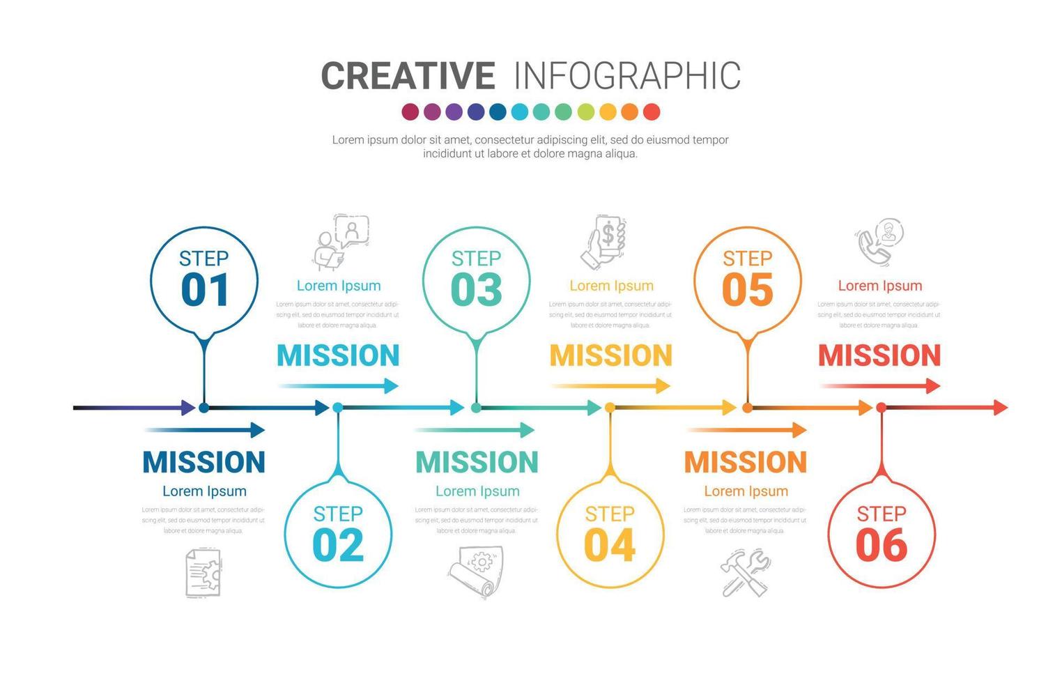 Infographic template with numbers 6 option vector