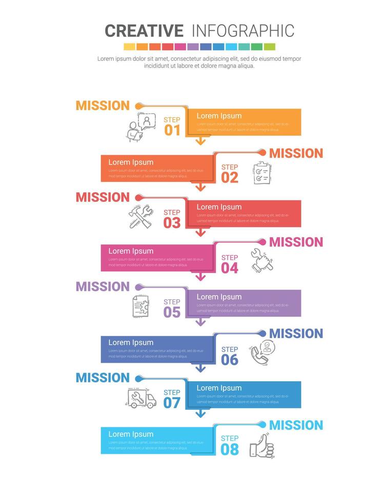 Infographics element design for 8 option vector