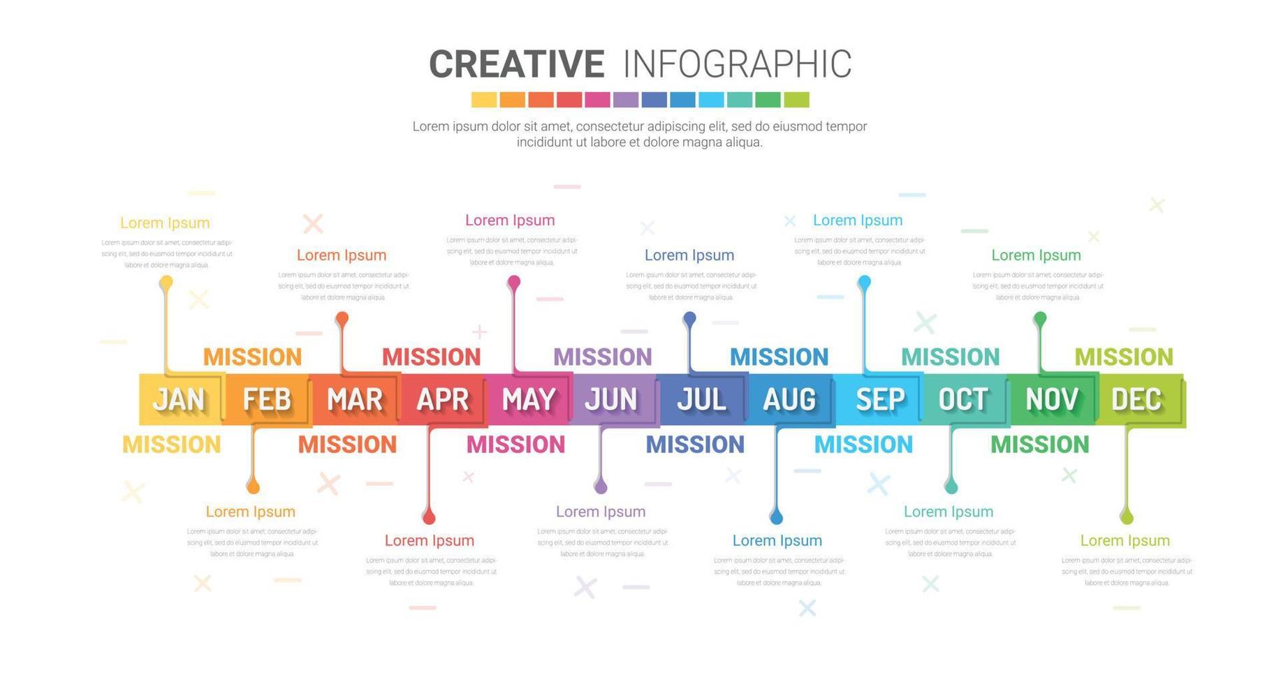 planificador anual, 12 meses, vector de diseño infográfico