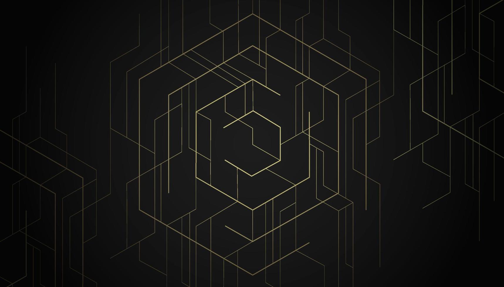 Abstract geometric hexagon lines on dark background. vector