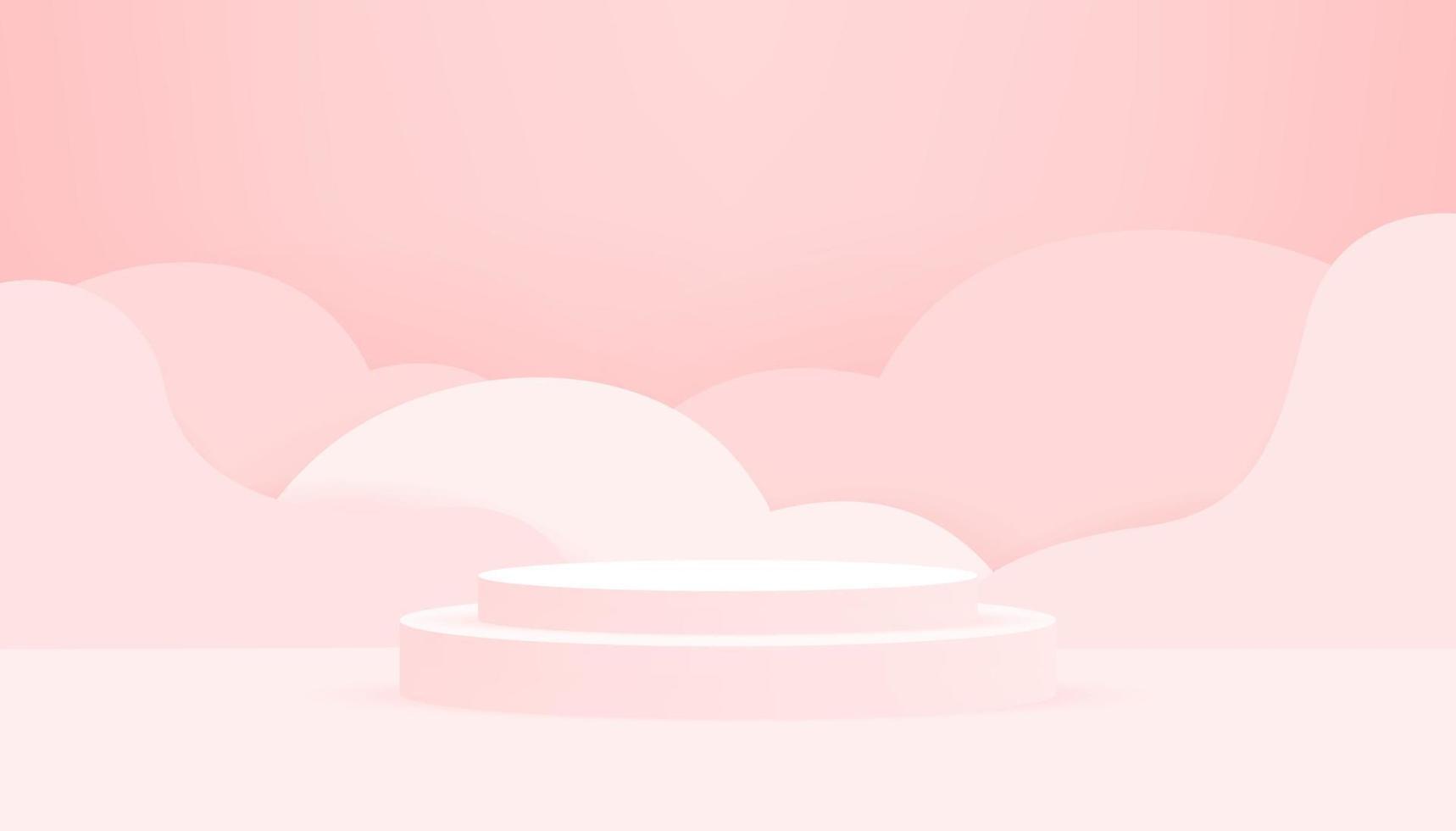 fondo de color pastel rosa de estudio vacío para la visualización del producto. renderizado de sesión de exposición. fondo de banner para anunciar el producto. vector