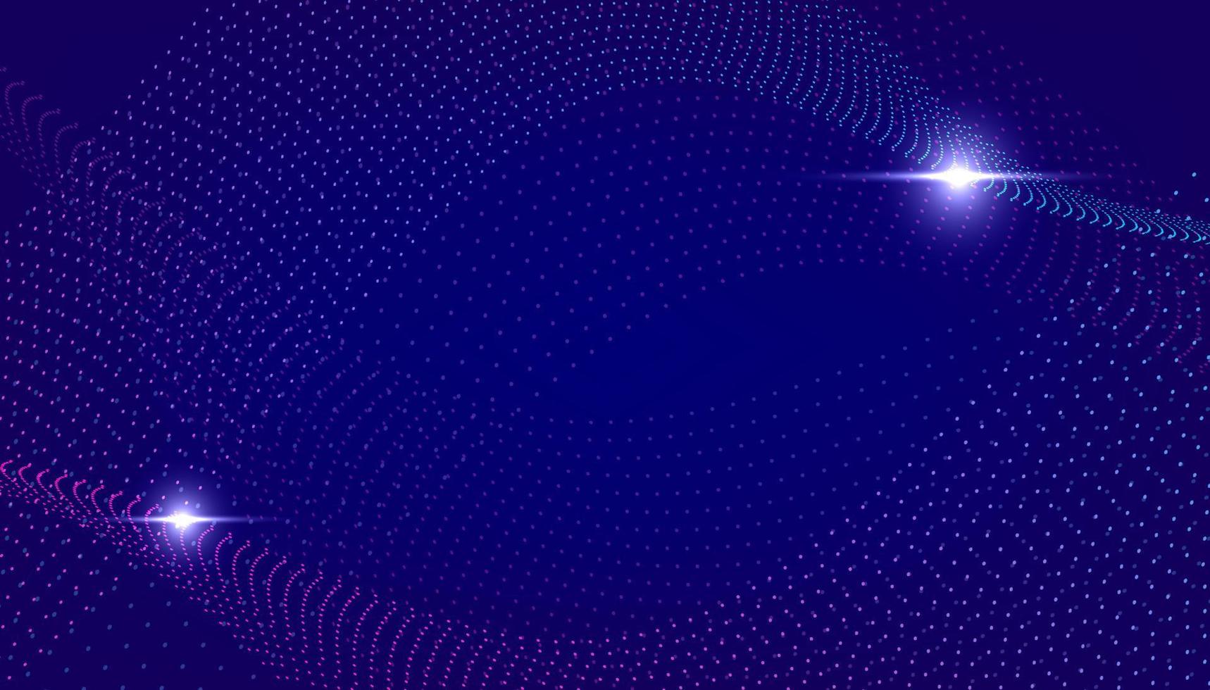 Abstract gradient dots and lines on dark blue background. vector