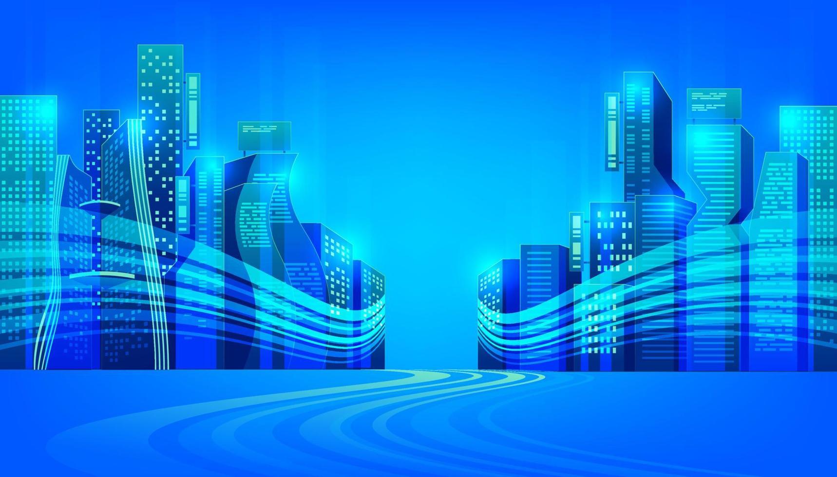 Digital city or futuristic city concept. Metaverse or Virtual reality technology concept. vector