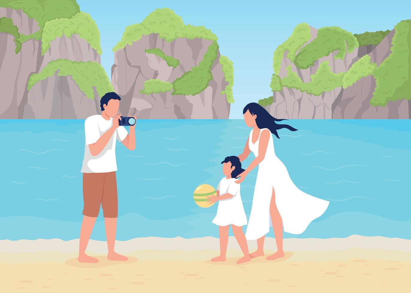 Family friendly escape flat color vector illustration