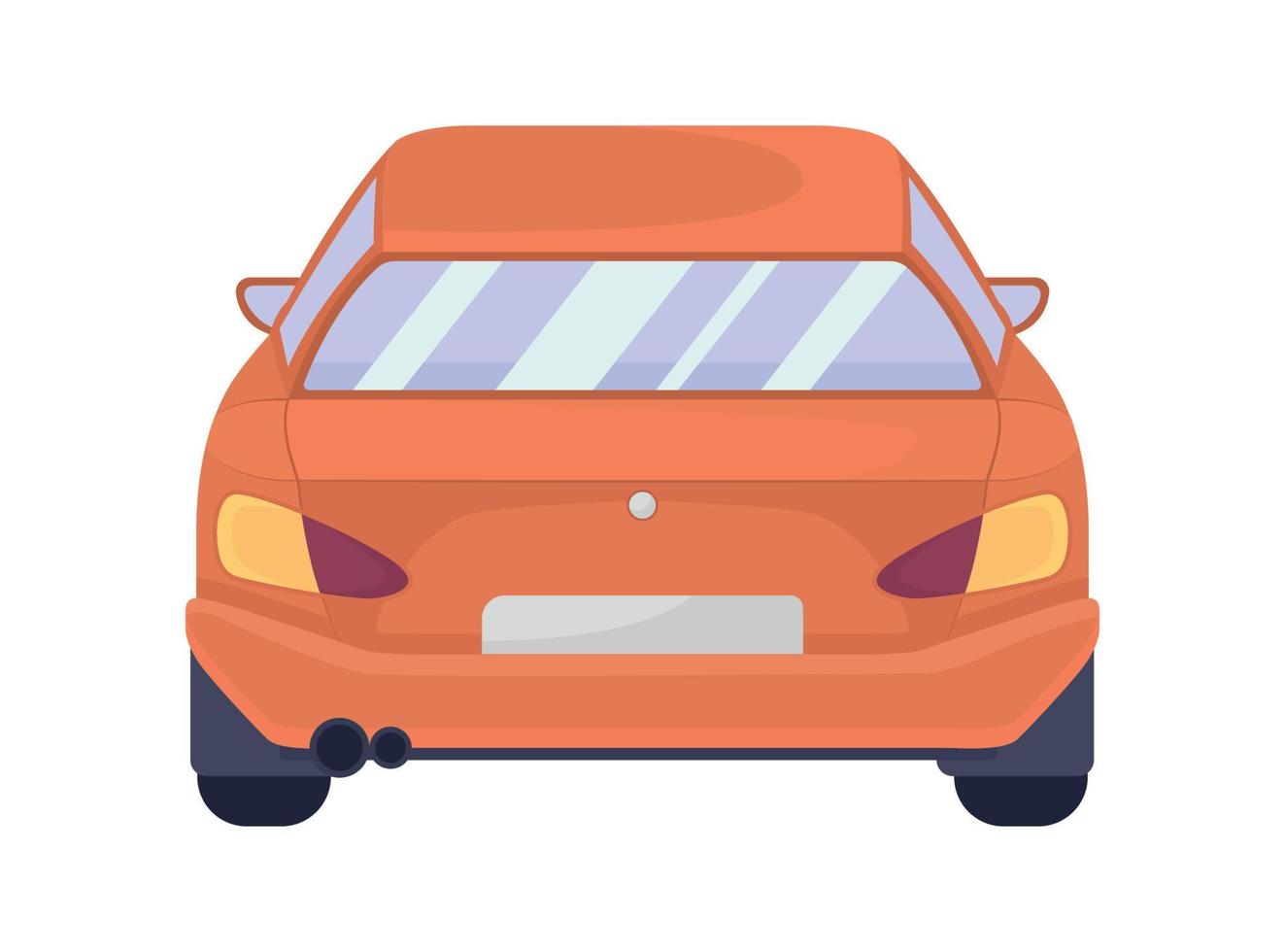 Back view car semi flat color vector object