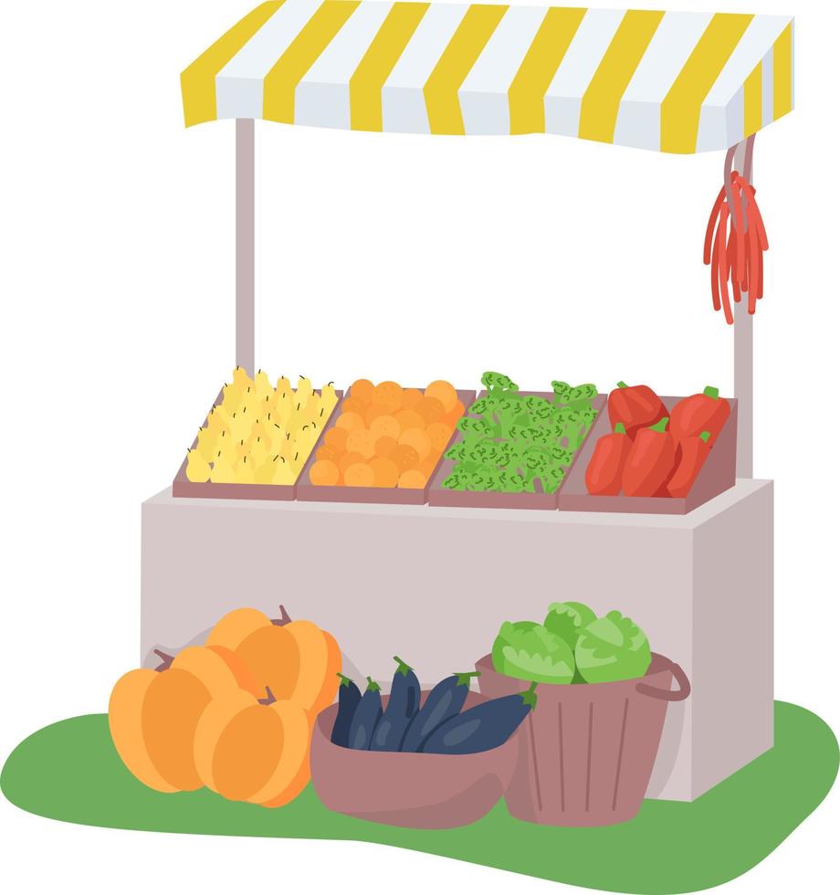 objeto de vector de color semi plano del mercado de comestibles