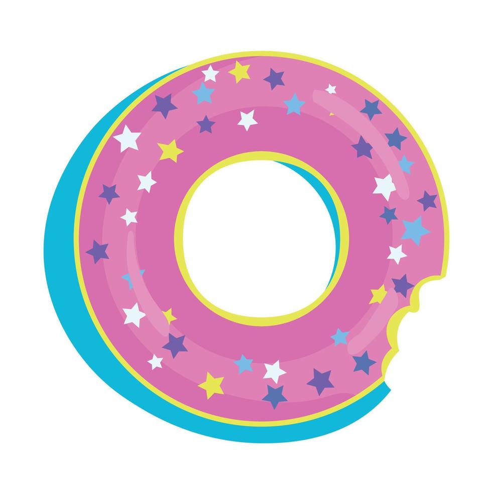 Colchón de aire en forma de donut objeto de vector de color semiplano