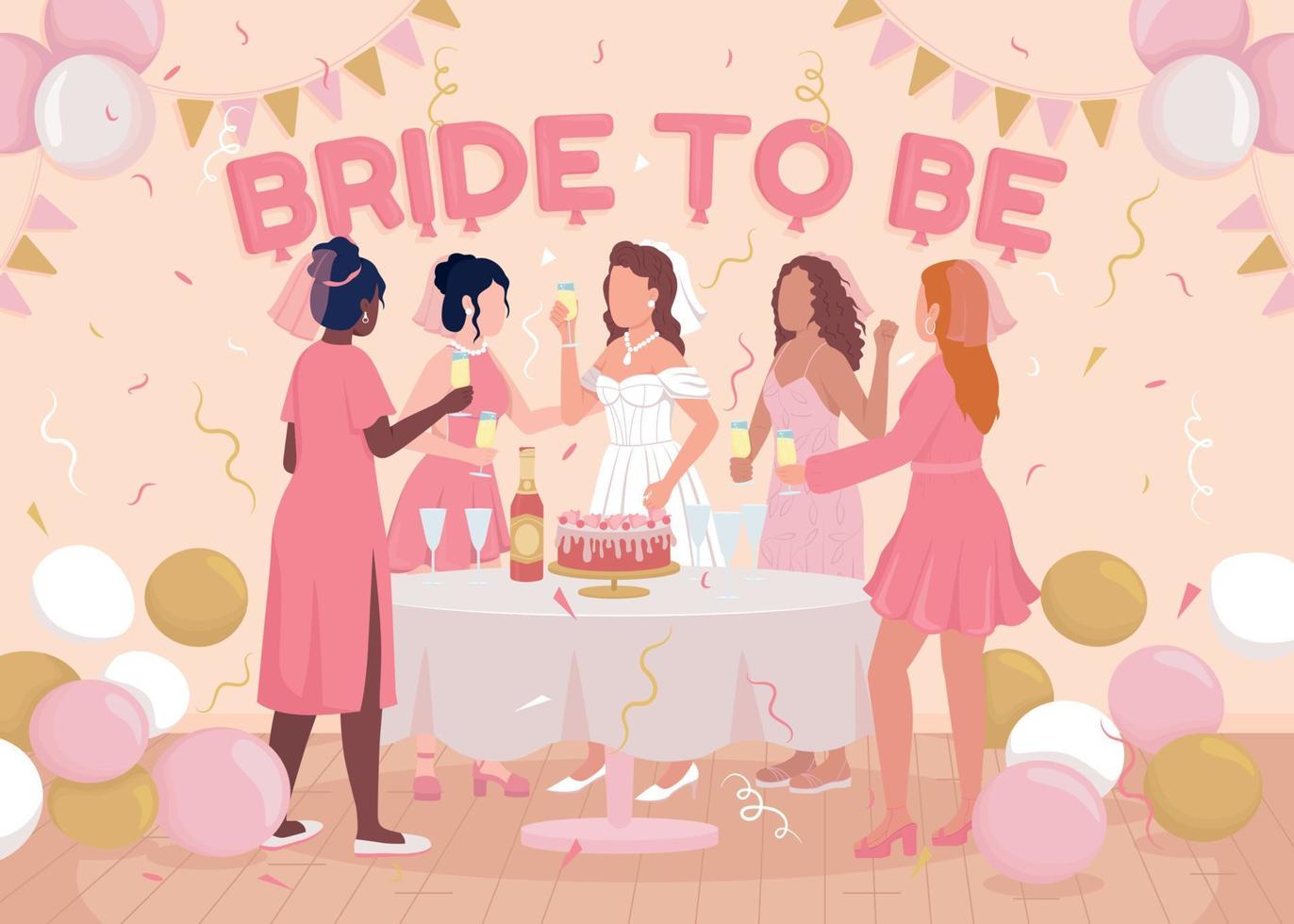 Bachelorette party flat color vector illustration