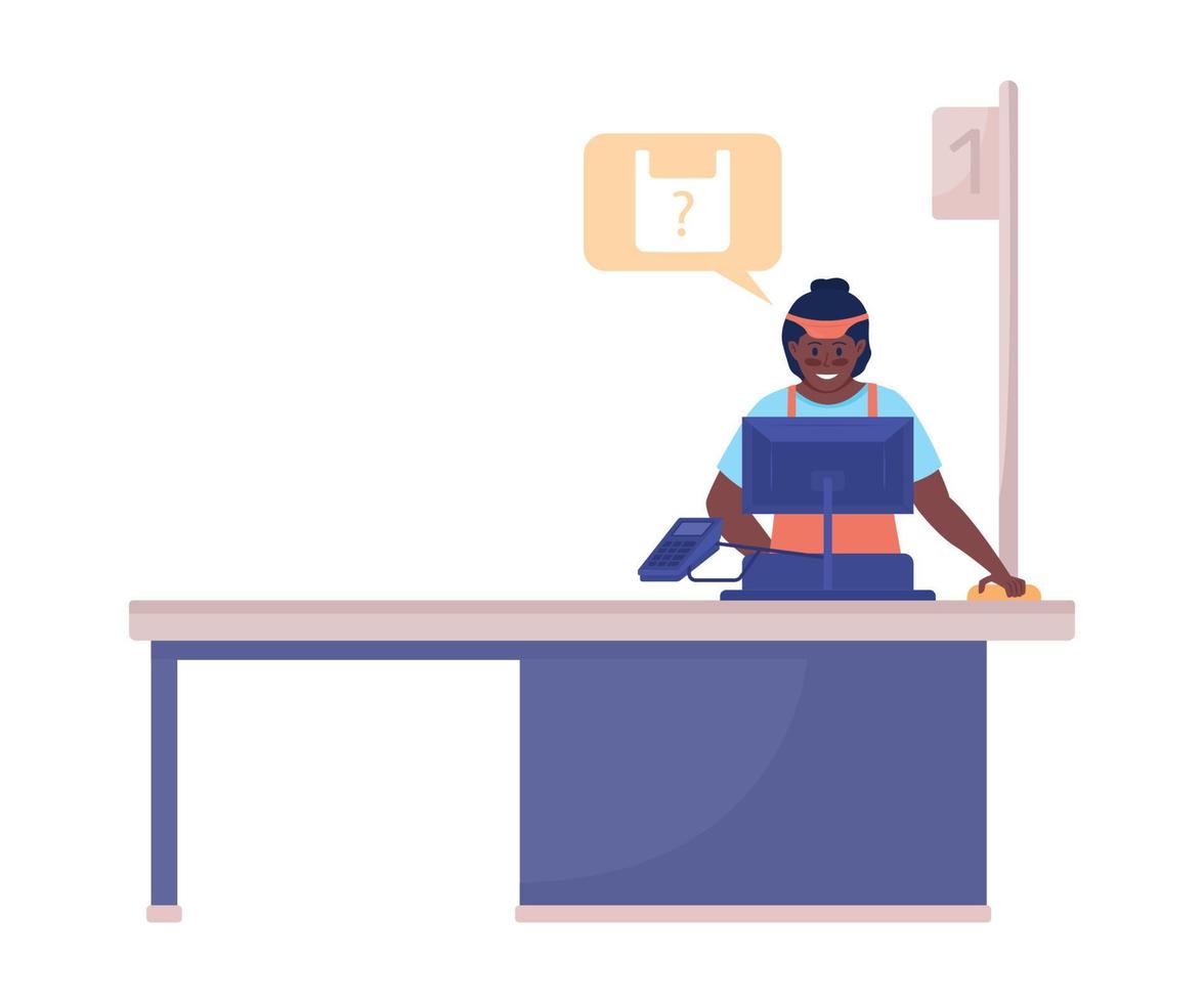 Cashier offer packet semi flat color vector character