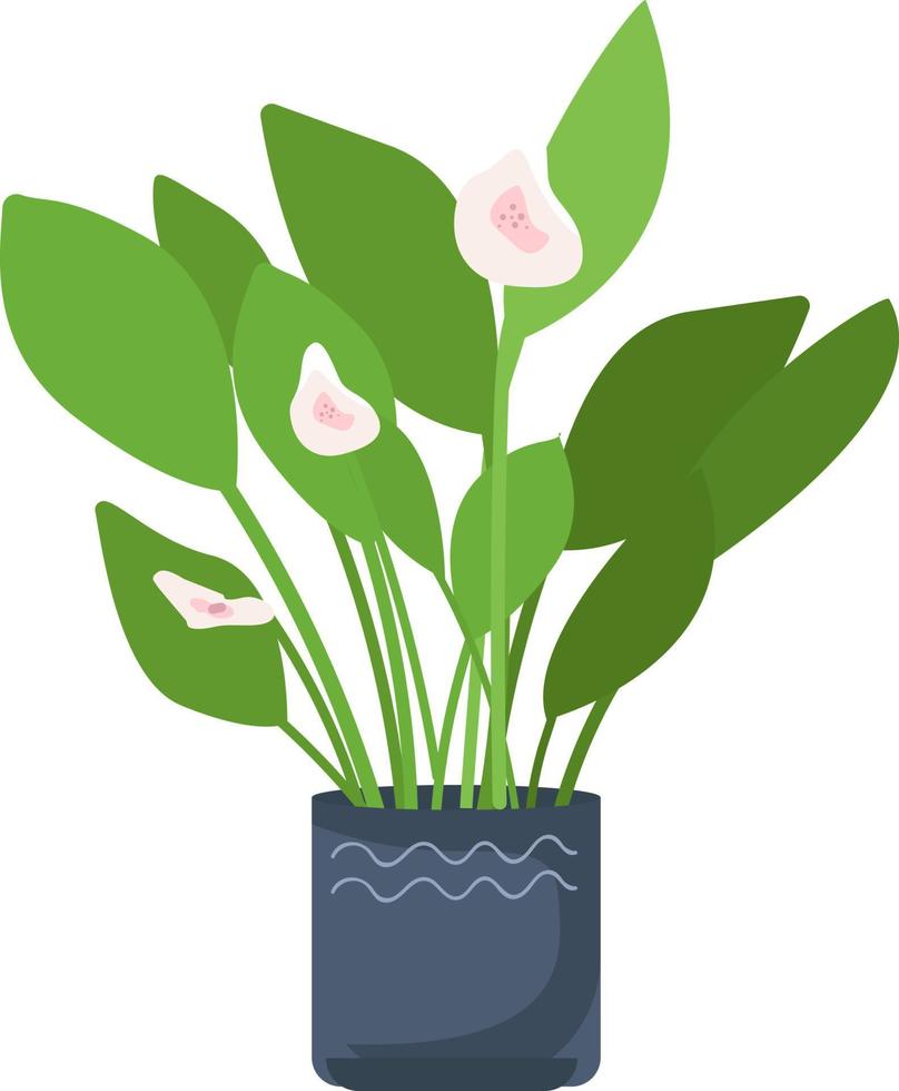 Blooming plant in pot semi flat color vector object