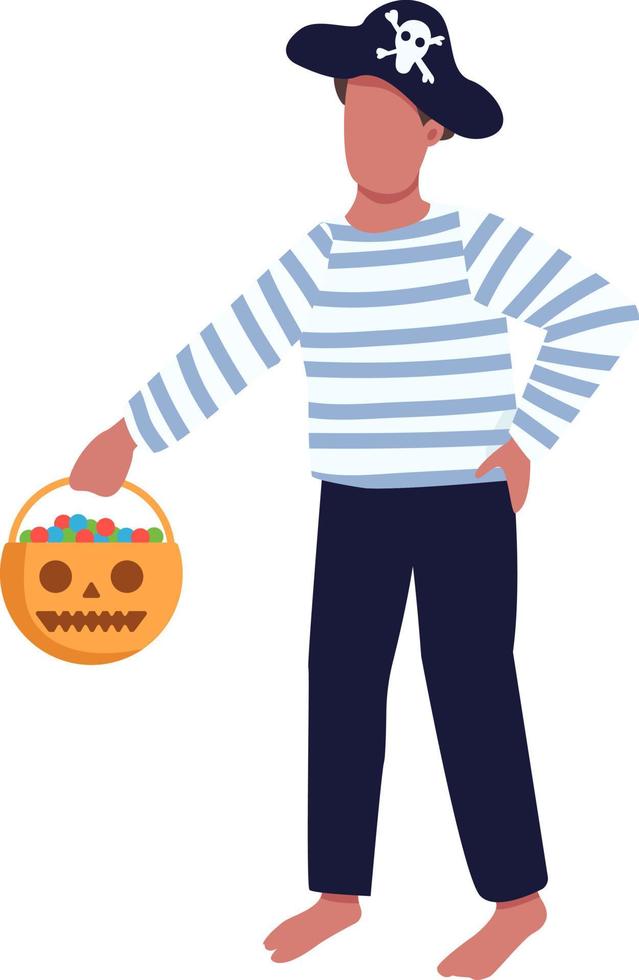 Pirate halloween costume semi flat color vector character