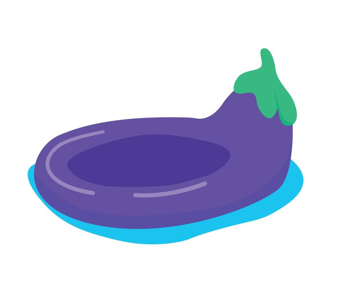 Aubergine shaped air mattress semi flat color vector object