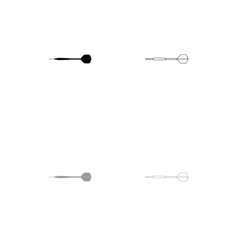 Dart arrow set black white icon . vector