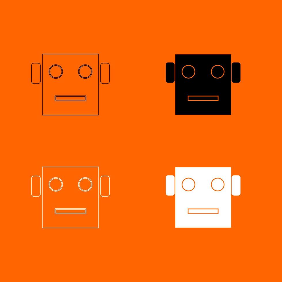 Robot head black and white color set icon . vector