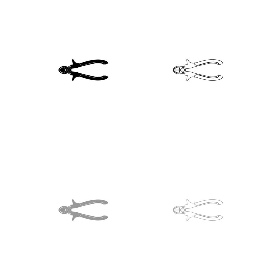 Cutter set black white icon . vector