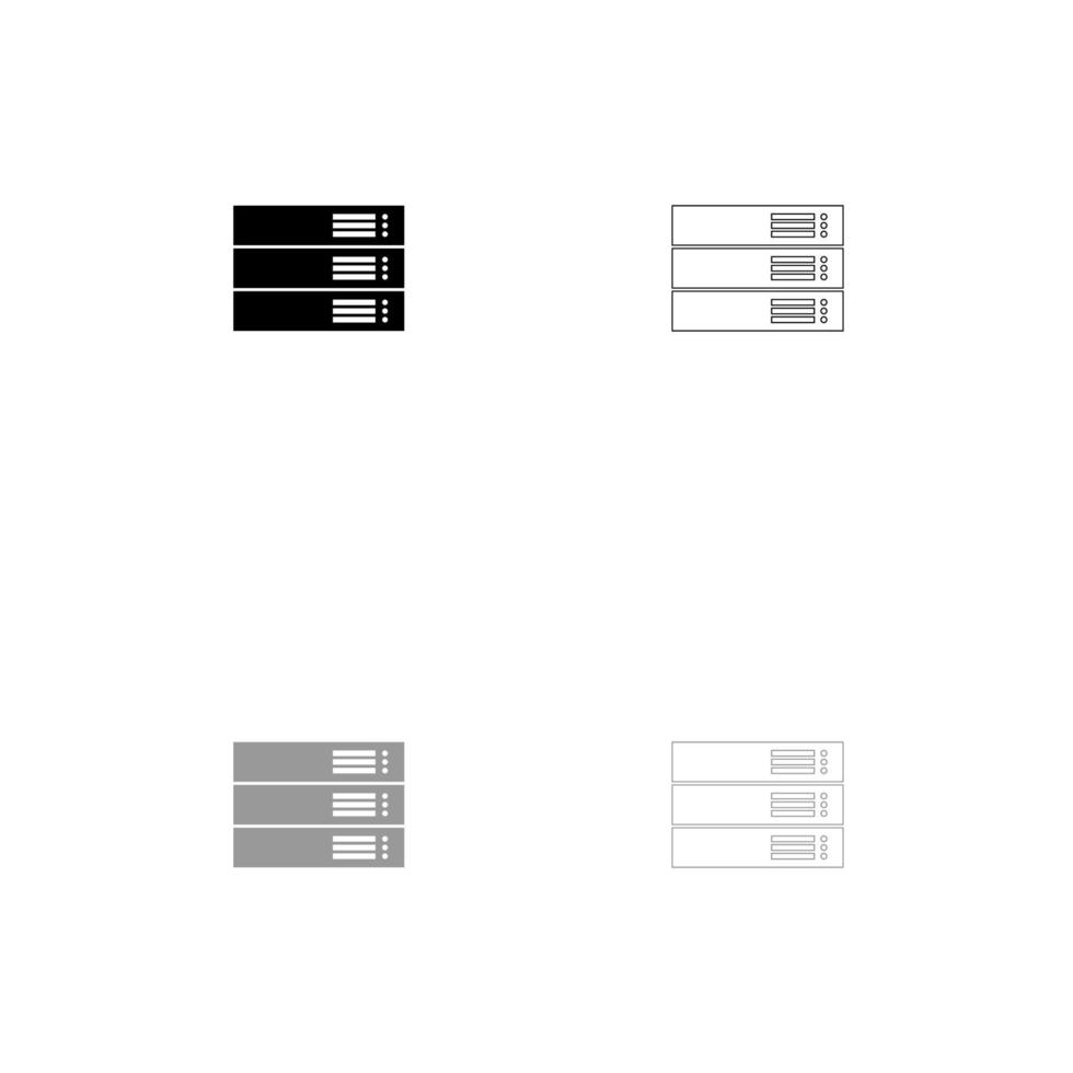 Server set black white icon . vector