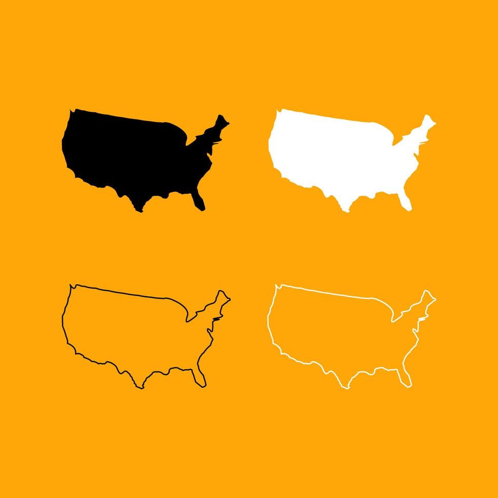 Map of America set black and white icon . vector