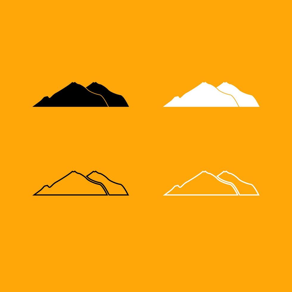 Mountain set black and white icon . vector