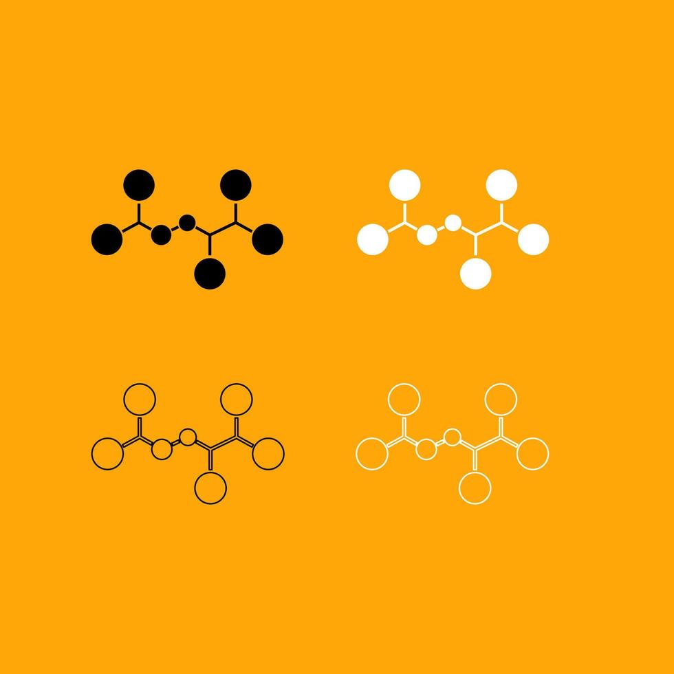 conjunto de moléculas icono blanco y negro. vector