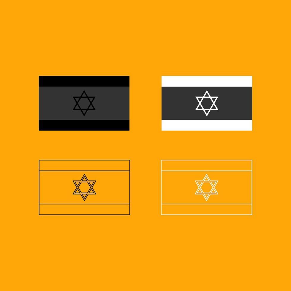 bandera de israel conjunto icono blanco y negro. vector