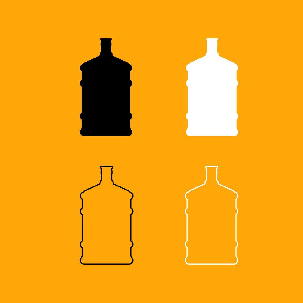 Dispenser large bottles set black and white icon . vector