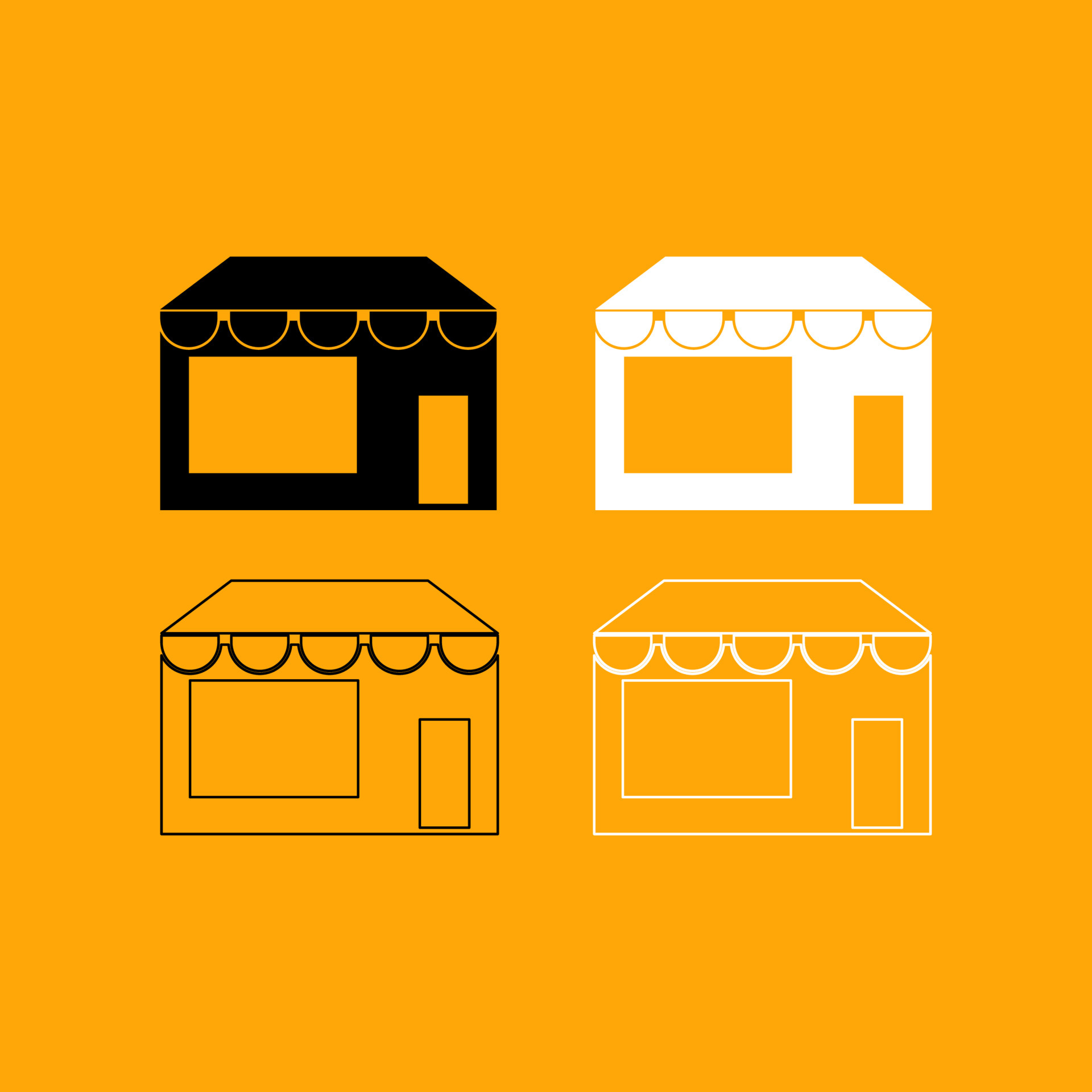 Store set black and white icon . 5868167 Vector Art at Vecteezy