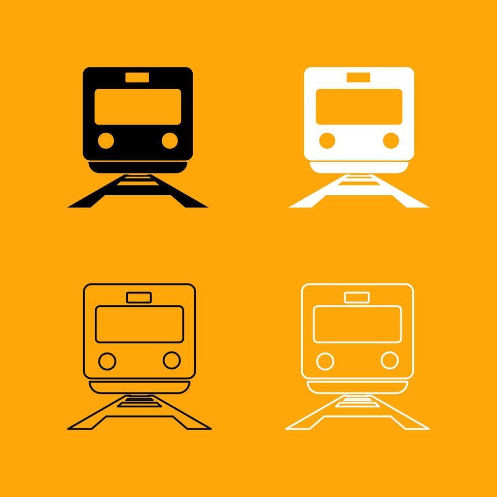 Train black and white set icon. vector