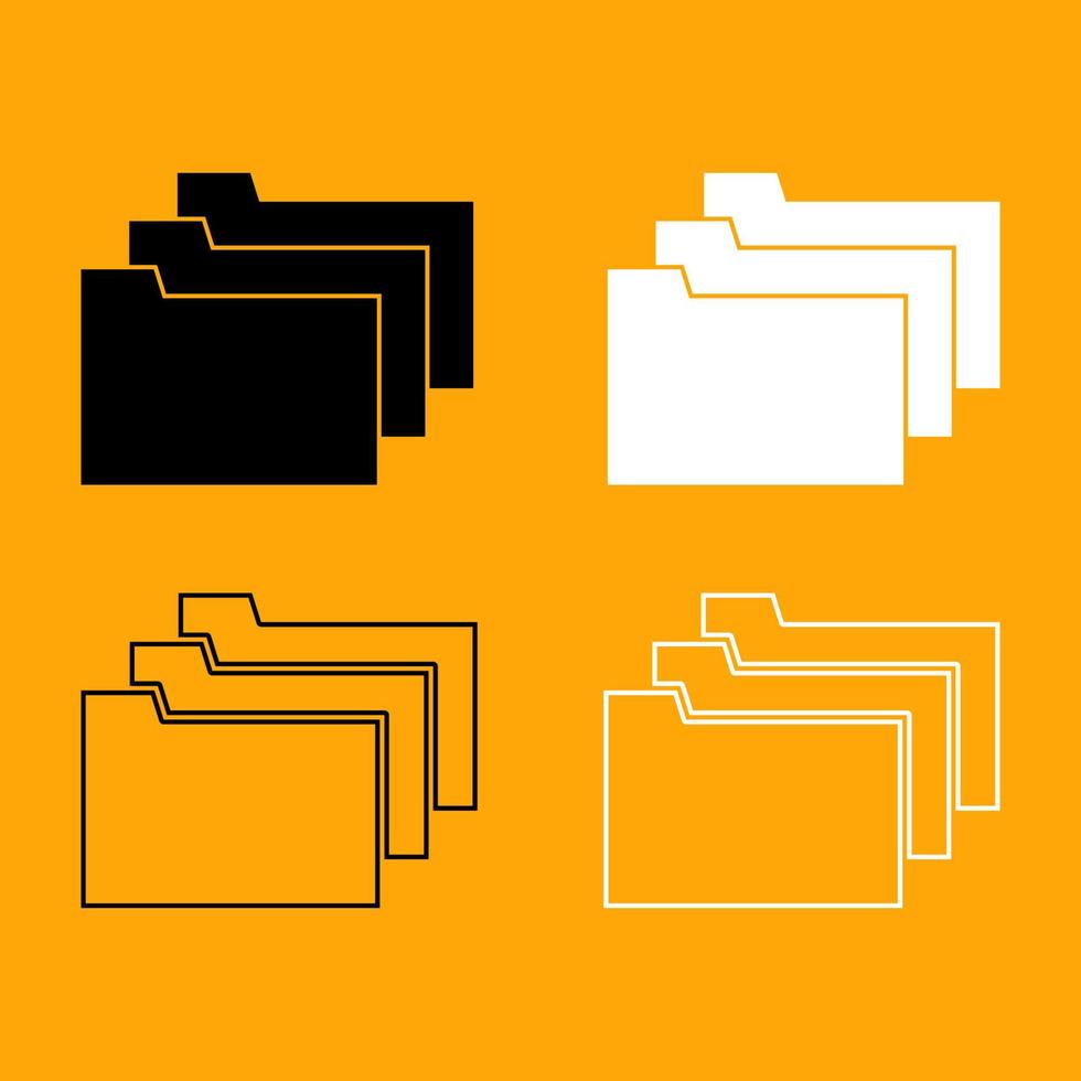 Folders black and white set icon. vector