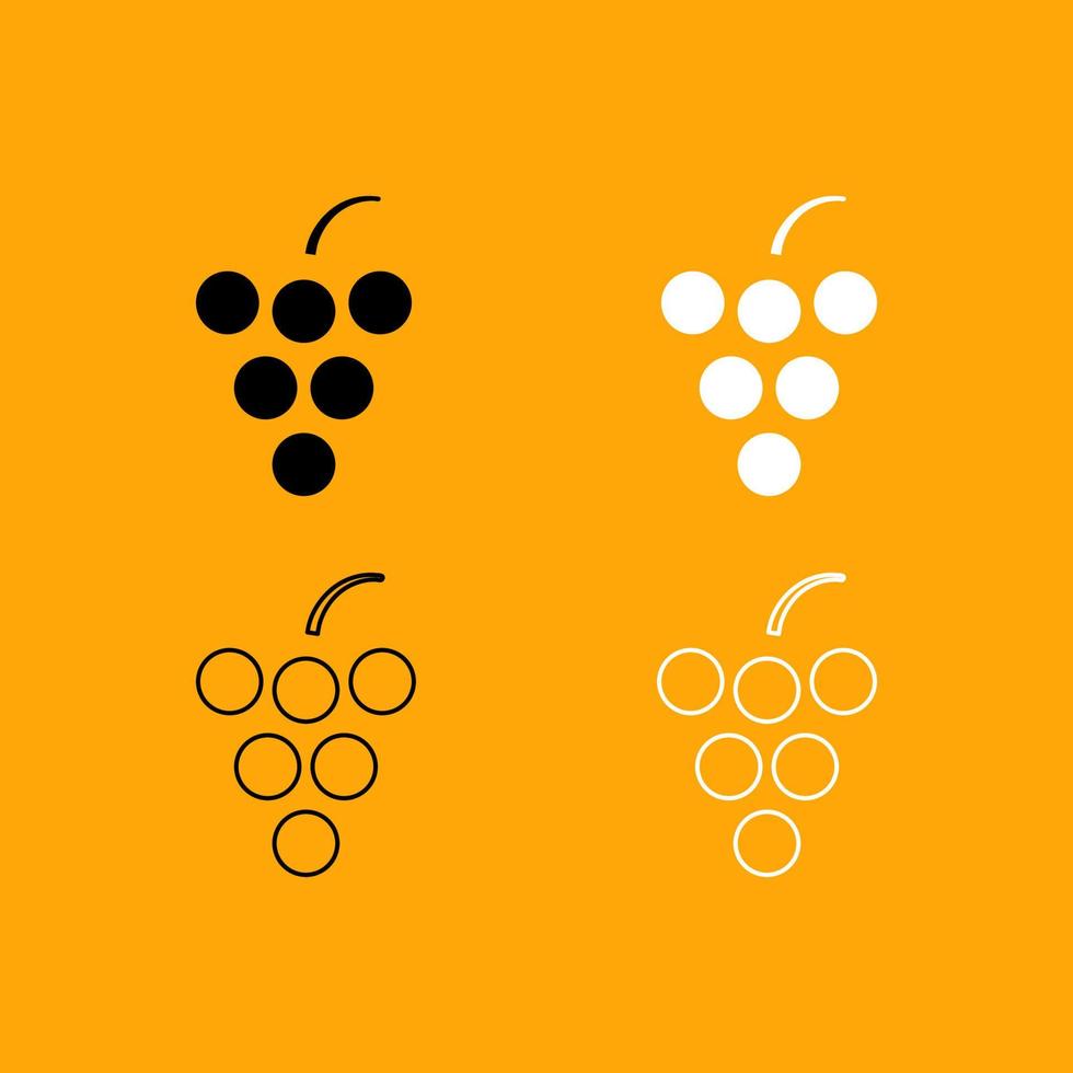 conjunto de uvas icono blanco y negro. vector