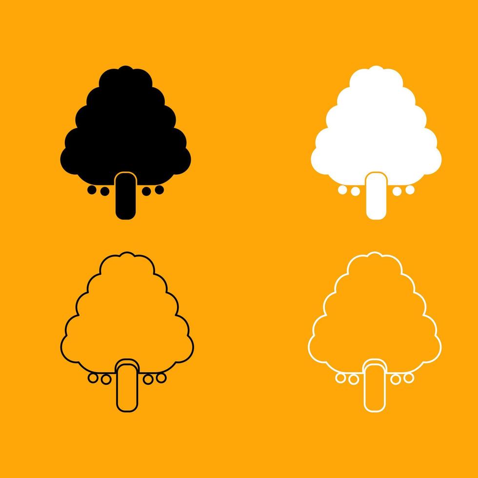 Fruit tree black and white set icon. vector