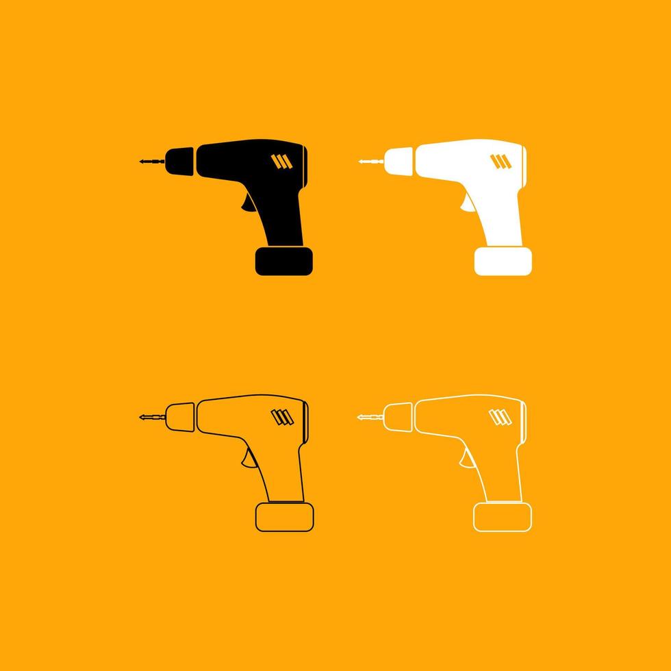 Screwdriver set black and white icon . vector