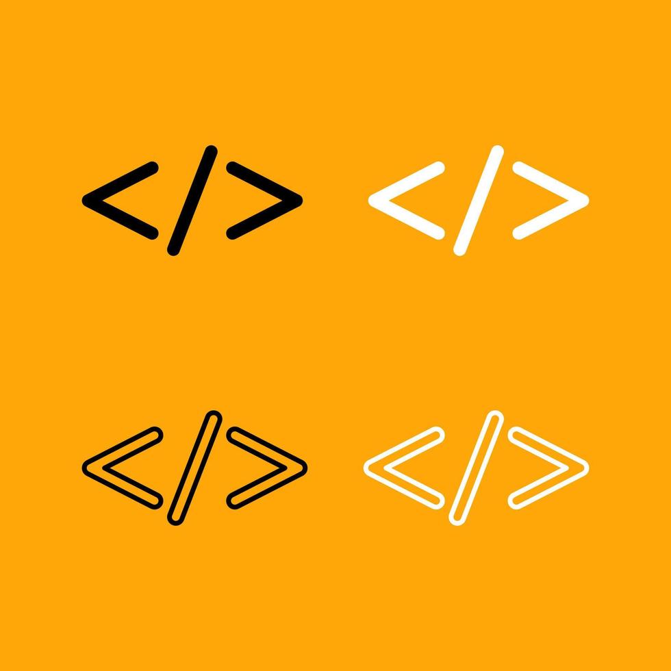 Symbol code set black and white icon . 5868369 Vector Art at Vecteezy
