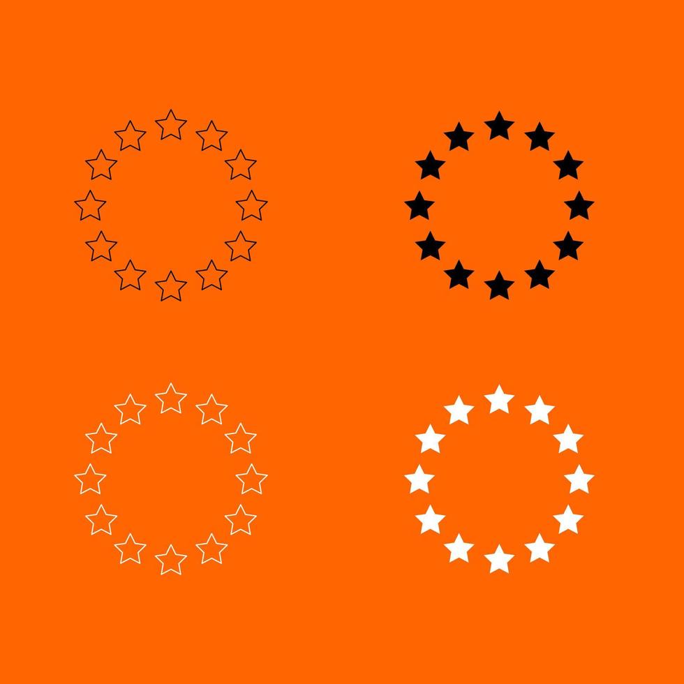 Stars in circle black and white color set icon . vector
