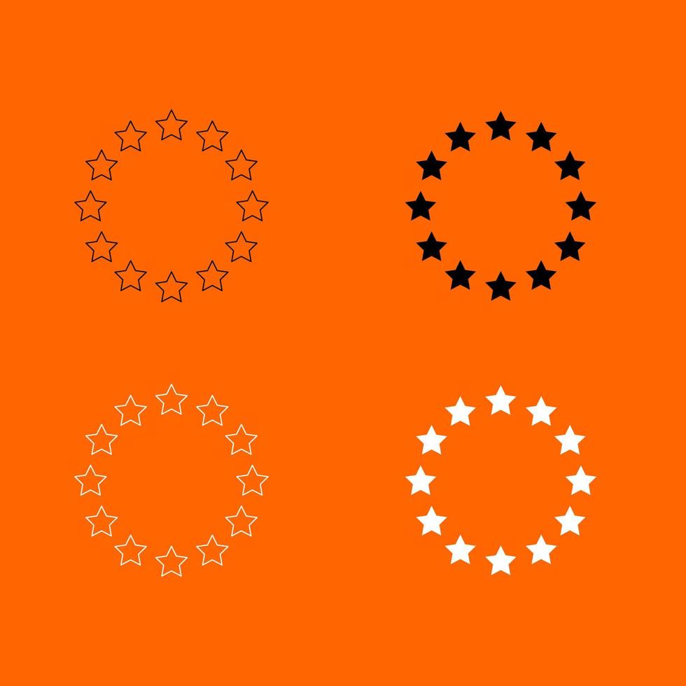 estrellas en círculo icono de conjunto de colores blanco y negro. vector