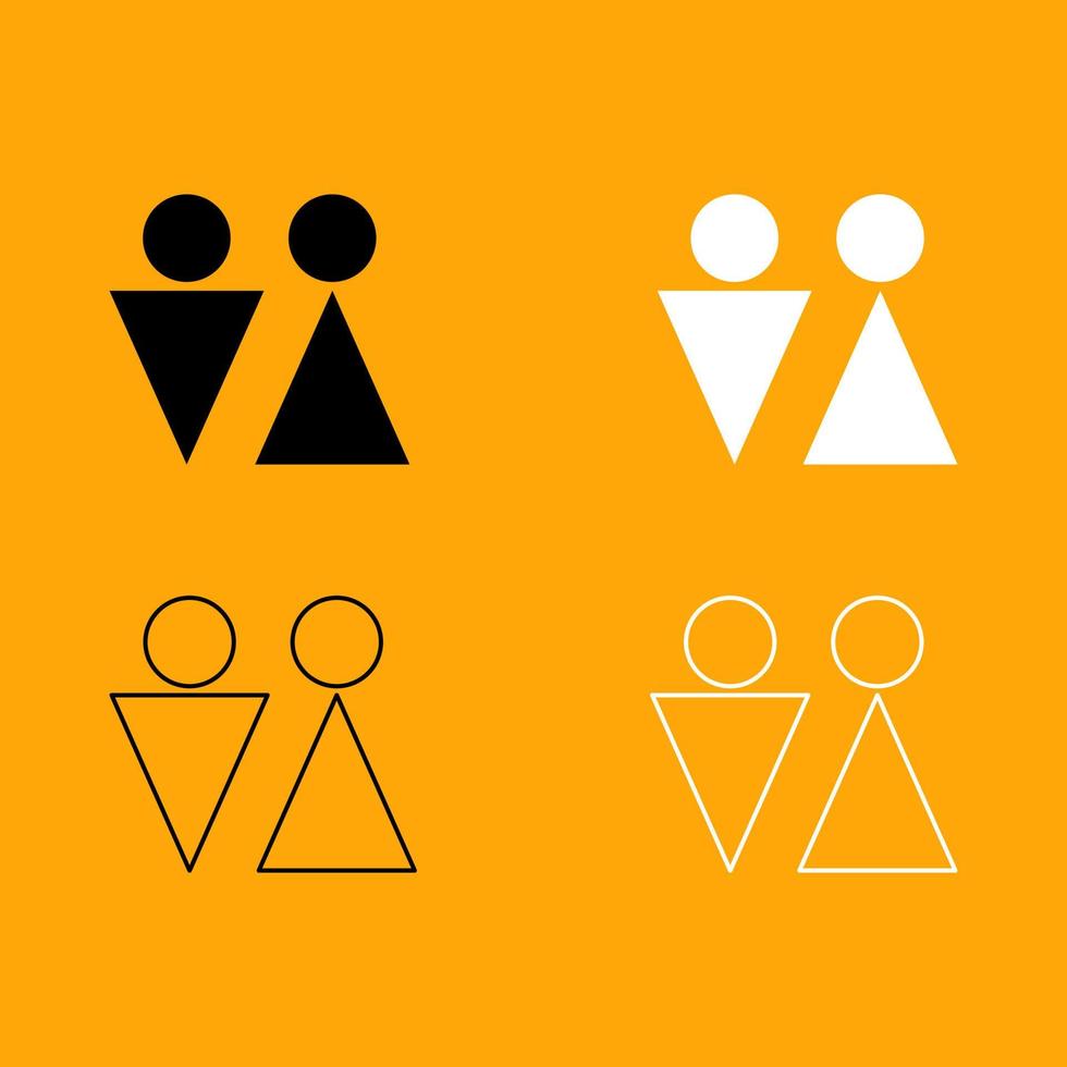 Man and woman black and white set icon. vector