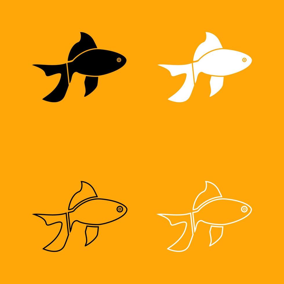 Fish black and white set icon. vector