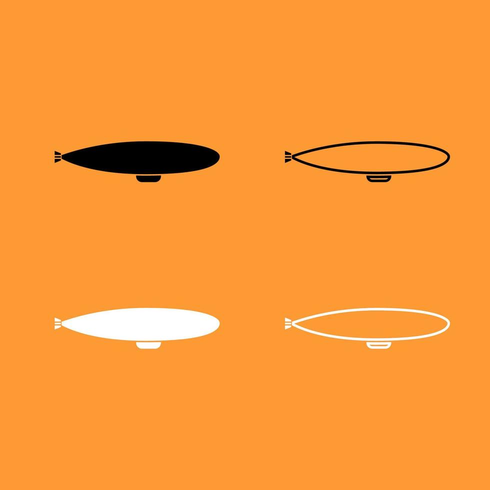 Dirigible black and white set icon . vector