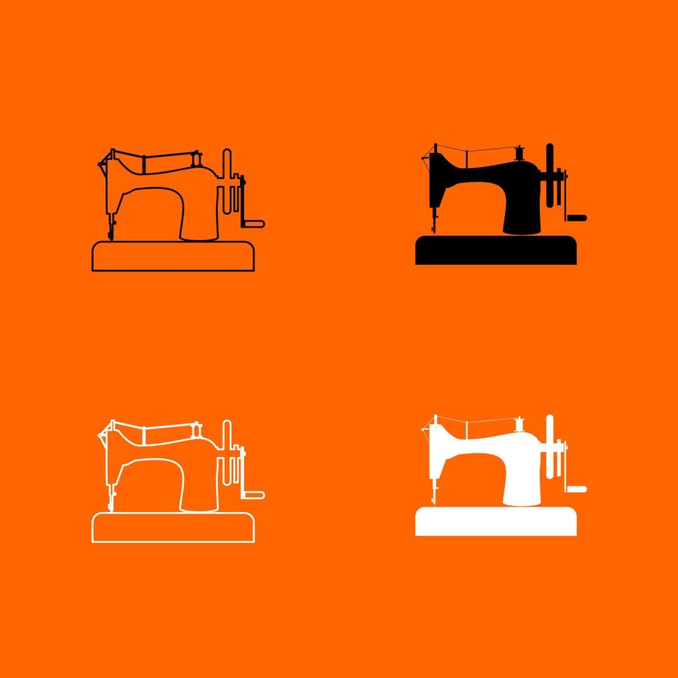 Sewing machine black and white color set icon . vector